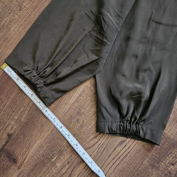 Vince 100% Silk Short Sleeve Jumpsuit, 10, Olive Hunter Green - Picture 9 of 13